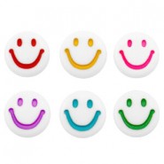 Acrylic beads Smiley White-multicolour mix